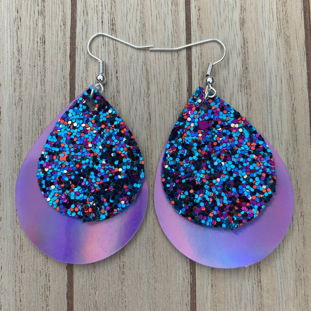 New! | Handmade Faux Leather Earrings Double